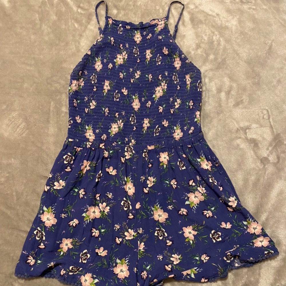 American eagle blue floral romper size M